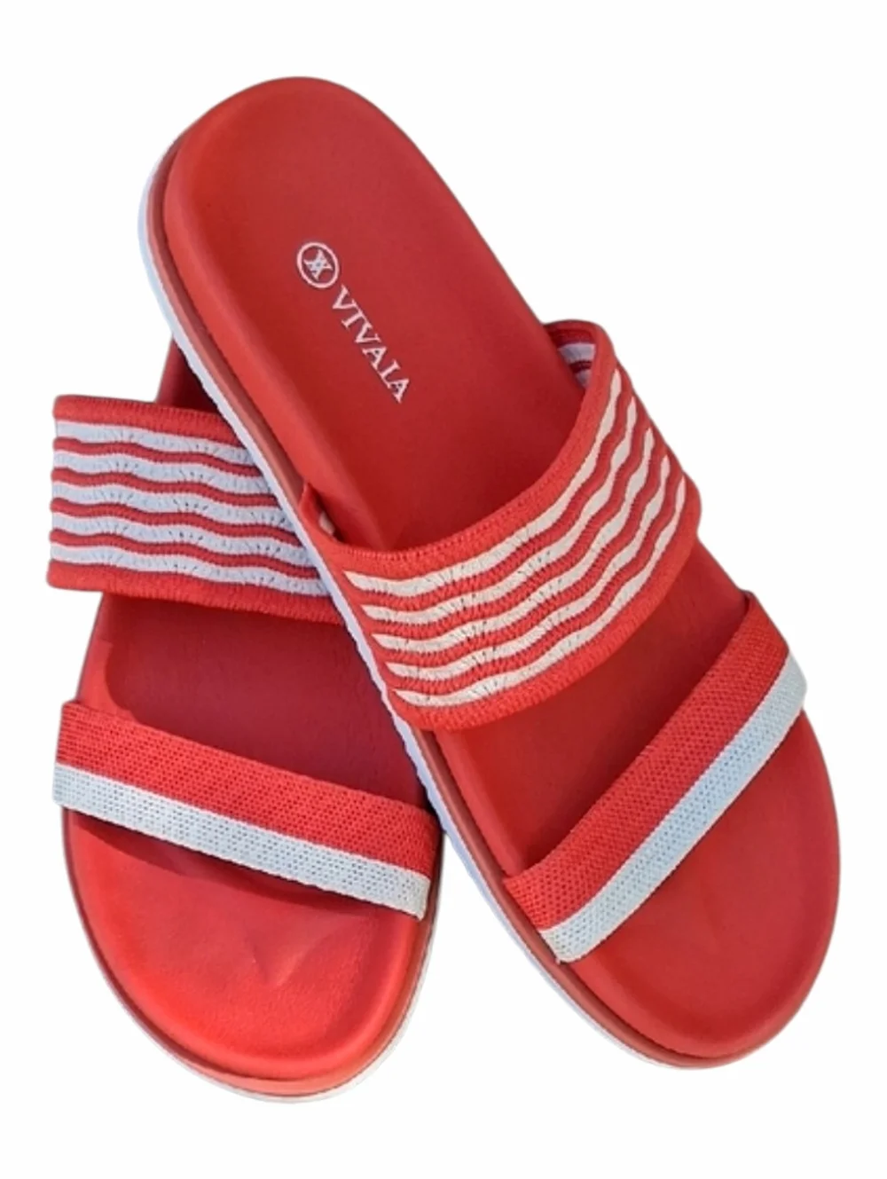 Vivaia Naina Double Strap Slide Sandals in Citrus Orange Wave Size 9.5 NWOT